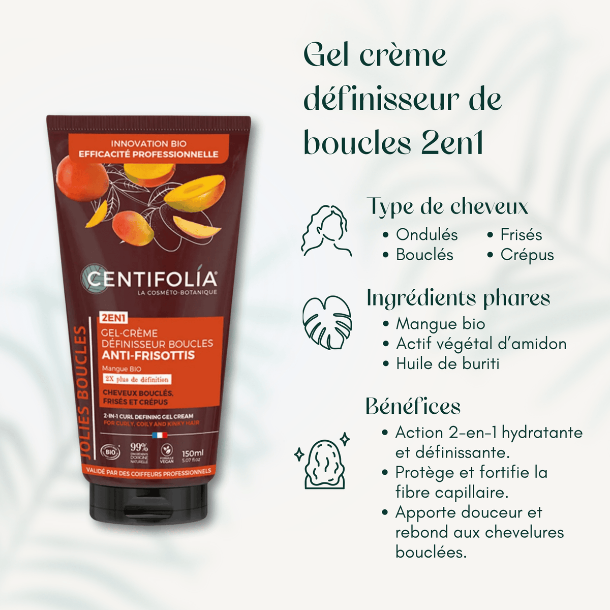 Gel crème définisseur de boucles 2en1